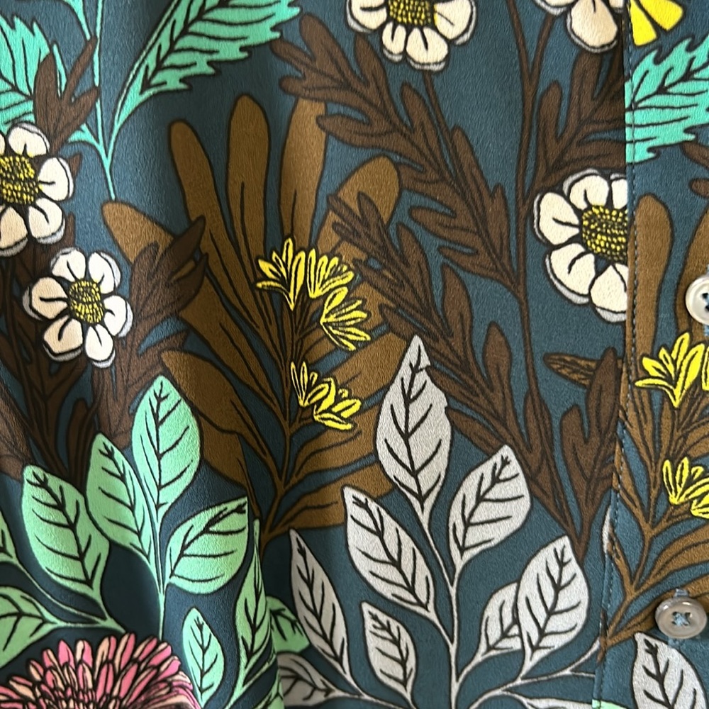 J. Crew X Abigail Borg Shirt Dress Tie Waist Buttons Size 2 Floral Blue Green - Picture 12 of 14